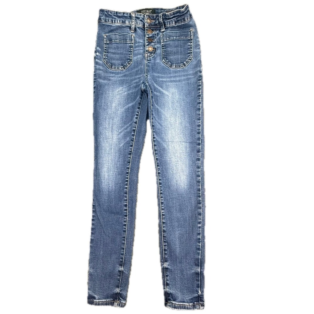 Judy Blue Jeans Women 5/27 Blue Skinny Fit High Rise Button Fly JB88134